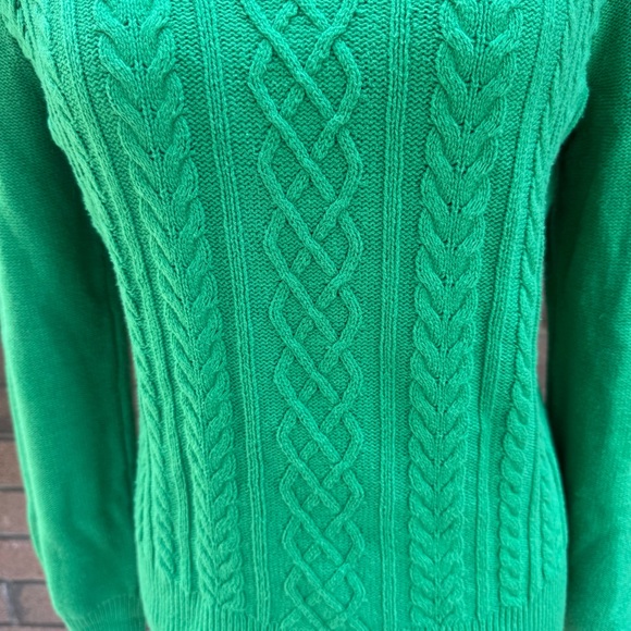 Chaps Emerald Green V-Neck Cable-Knit Sweater Size Large - Picture 2 of 6